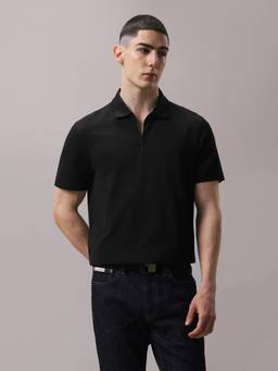 Calvin Klein - Black Solid Regular Fit Cotton Polo T-Shirt