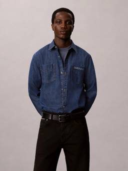Calvin Klein - Blue Solid Relaxed Fit Cotton Jacket