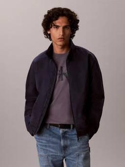 Calvin Klein - Navy Blue Solid Relaxed Fit Cotton Jacket