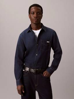 Calvin Klein - Blue Solid Regular Fit Denim Shirt