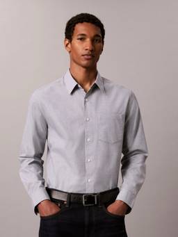 Calvin Klein - Grey Solid Regular Fit Oxford Woven Formal Shirt