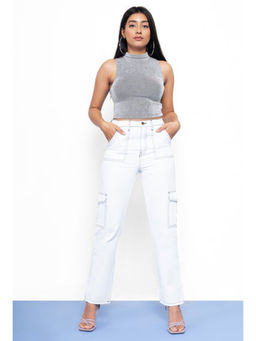 FREAKINS - White Contrast Stitch Utility Cargo
