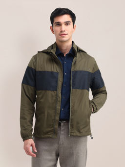 U.S. POLO ASSN. - Colorblock Green Full Sleeves Jacket