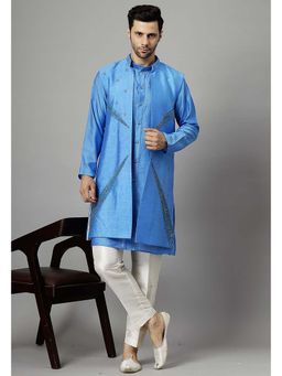 UTSAV FASHION - Blue Solid Kurta with Jacket and Pant