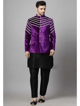 UTSAV FASHION - Purple Solid Kurta with Jacket and Pant