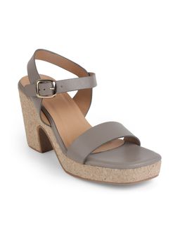 ZELION - Women Grey Stylish Block Heels - Comfortable and Trendy Footwear