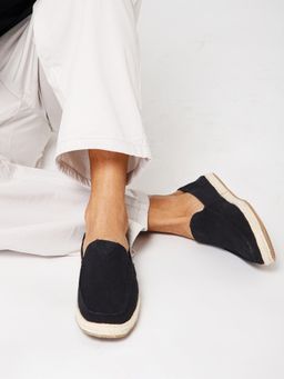 NoStrain - Men Black Cotton Canvas Espadrilles