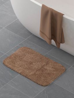 At Home by Nilkamal - Bath Mat Anti Skid Solid - Polyester -Beige