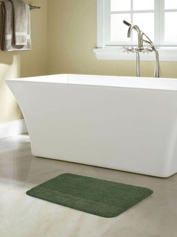 At Home by Nilkamal - Bath Mat Anti Skid Solid - Polyester -Green