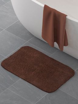 At Home by Nilkamal - Bath Mat Anti Skid Solid - Polyester -Brown