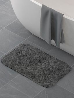 At Home by Nilkamal - Bath Mat Anti Skid Solid - Polyester -Grey