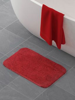 At Home by Nilkamal - Bath Mat Anti Skid Solid - Polyester -Maroon