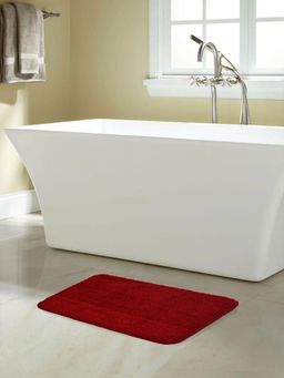 At Home by Nilkamal - Bath Mat Anti Skid Solid - Polyester -Maroon