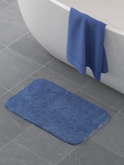 At Home by Nilkamal - Bath Mat Anti Skid Solid - Polyester - Blue