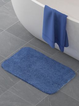 At Home by Nilkamal - Bath Mat Anti Skid Solid - Polyester -Blue