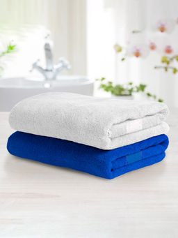 At Home by Nilkamal - Aquacado Bath Towel Set Of 2 -White & Irish Blue