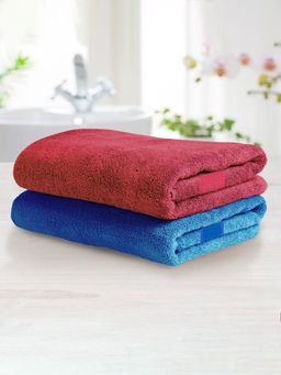 At Home by Nilkamal - Aquacado Bath Towel Set Of 2 -Onion & Irish Blue