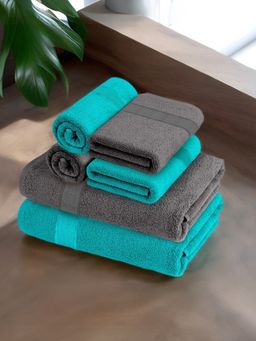 At Home by Nilkamal - Aquacado Towel Set Of 6 - Bath Towel - 2 Pc & Hand Towel - 4 Pc