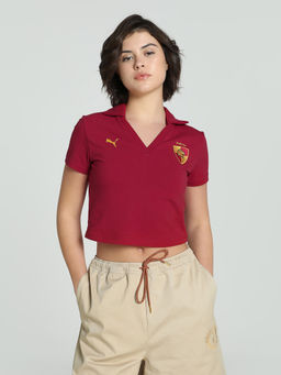 Puma - X Harry Potter Women Slim Fit Red Crop Polo T-Shirt