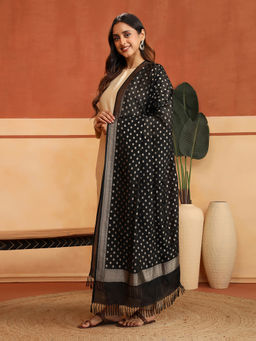 Fabindia - Black Viscose Silk Blend Woven Banarsi Dupatta