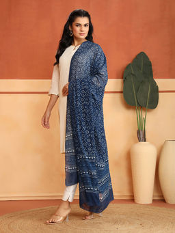 Fabindia - Indigo Viscose Floral Hand Block Printed Dupatta