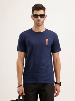 WROGN - Slim Fit Placement Printed Blue T-Shirt