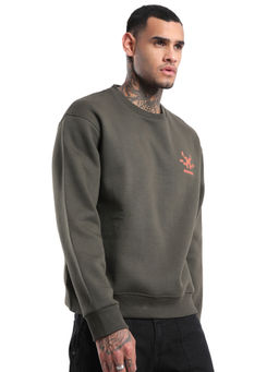 WROGN - Classic Olive Back Printed Sweatshirt