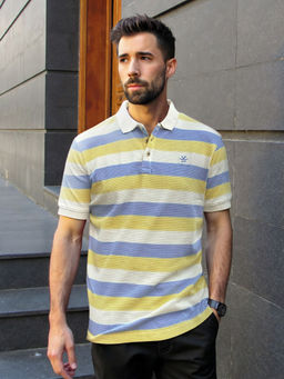 WROGN - Textured Stripes Yarn Dyed Polo T-Shirt