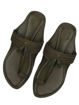 SKO - Men Green Braided Kolhapuri Slippers