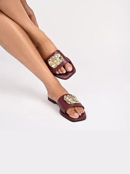 SKO - Patras Women Maroon Open Toe Flats