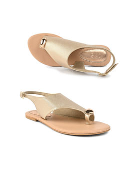 SKO - Women Crete Gold Flat Sandals