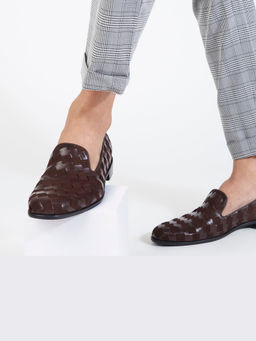 SKO - Men Alfie Brown Leather Weave Loafers