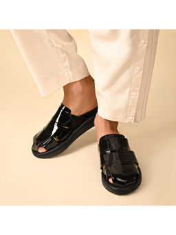 SKO - Arta Black Patent Slippers