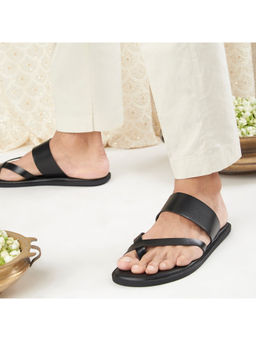 SKO - Men Athens Black Vegan Leather Slippers