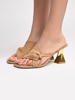 SKO - Beige Bella in Camel Block Heels