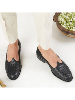 SKO - Men Black Leather Weave Mojris