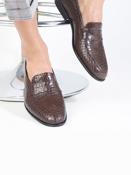 SKO - Men Hugo Brown Leather Crocs Loafers