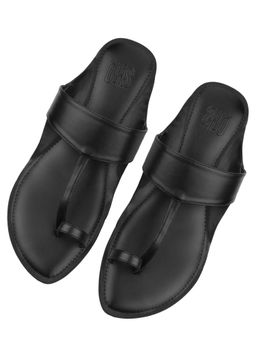 SKO - Men Vegan Kolhapuri Black Slippers