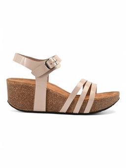 SKO - Women Beige Madrid Cork Wedges Sandals