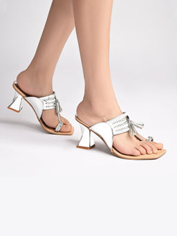 SKO - Silver Kolhapuris Block Heels