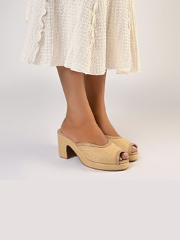 SKO - Nude Sao Paulo Platform in Raffia Mule