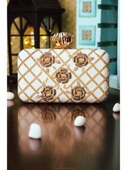 NR by Nidhi Rathi - Off White and Gold Embellished Box Clutch