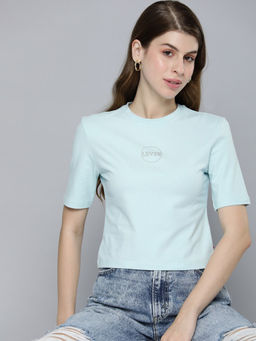 Levi's - Womens Blue Brand Logo Slim Fit T-Shirt