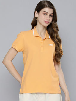 Levi's - Womens Orange Solid Polo T-Shirt