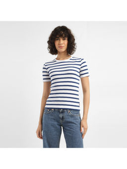 Levi's - Womens White Striped Round Neck T-Shirt