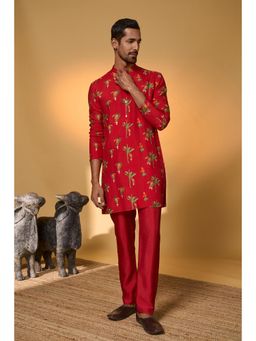 Masaba - Men Red Floral Kurta with Pant