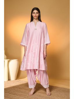 Masaba - Pink Raw Silk Lace Work Kurta with Salwar
