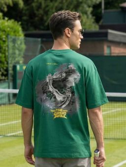 Nobero - Premium Green Oversized Printed T-Shirt