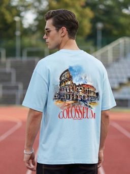 Nobero - Premium Blue Oversized Printed T-Shirt