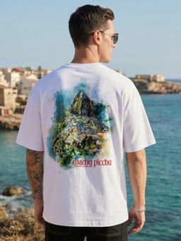 Nobero - Premium White Oversized Printed T-Shirt